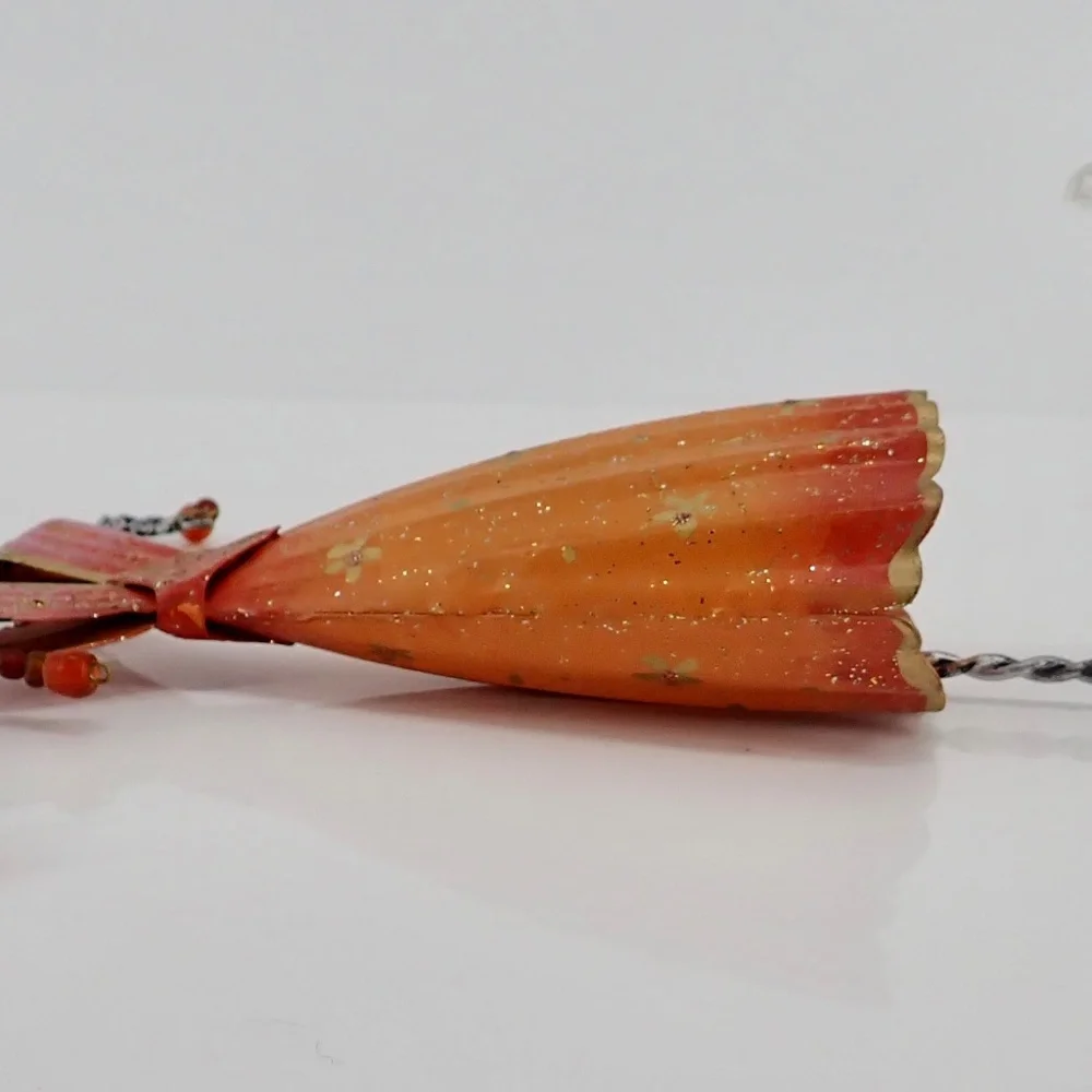 Lady in Orange Dress Mountable Metal Decorative Wall Hanger with Single Hook